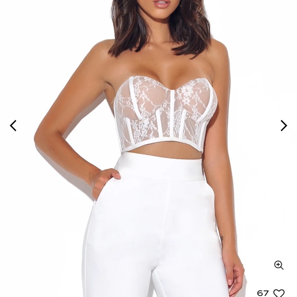 Miss Circle White Lace Corset Crop Top - Picture 5 of 12